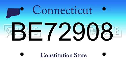 BE72908 Connecticut License Plate