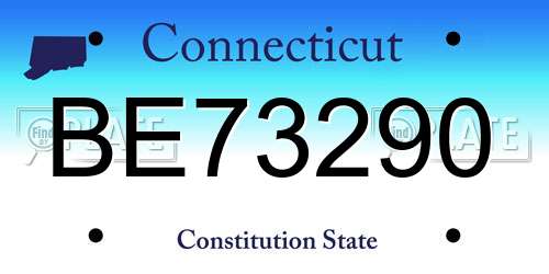 BE73290 Connecticut License Plate