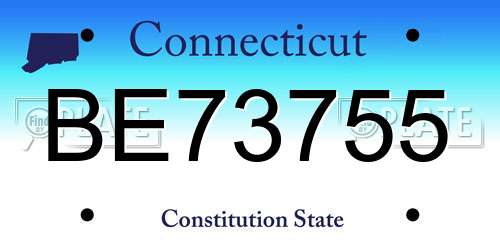 BE73755 Connecticut License Plate