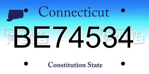 BE74534 Connecticut License Plate