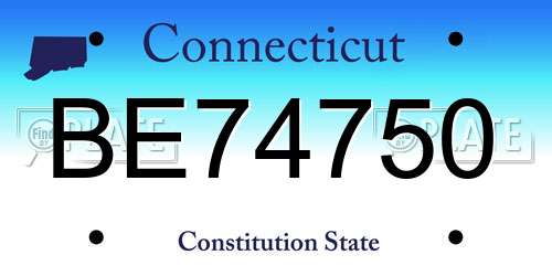 BE74750 Connecticut License Plate