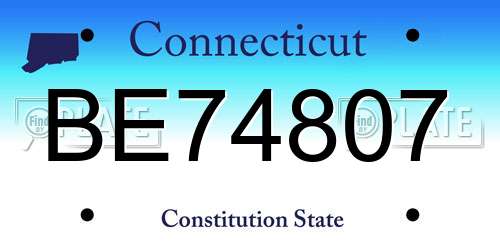 BE74807 Connecticut License Plate