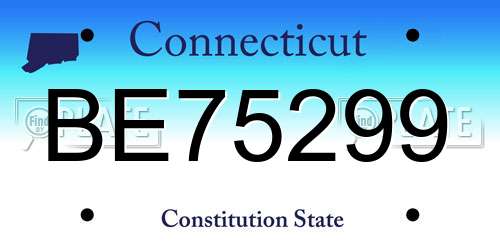 BE75299 Connecticut License Plate