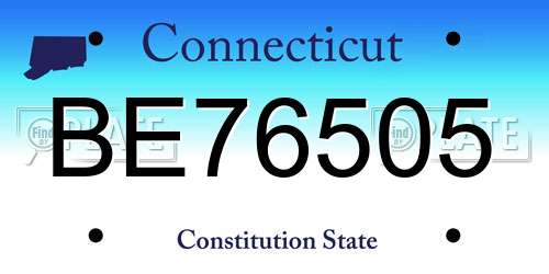 BE76505 Connecticut License Plate