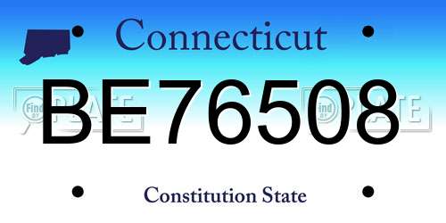 BE76508 Connecticut License Plate