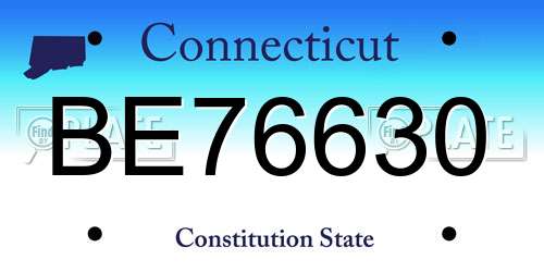 BE76630 Connecticut License Plate