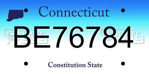 BE76784 Connecticut License Plate