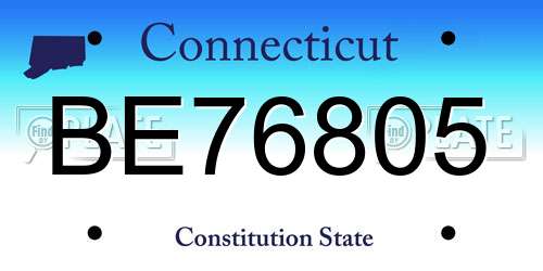 BE76805 Connecticut License Plate