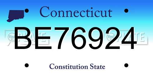 BE76924 Connecticut License Plate
