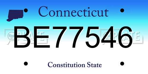 BE77546 Connecticut License Plate