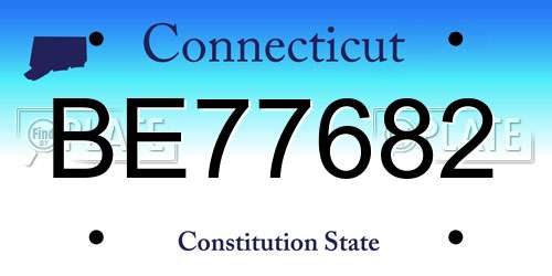 BE77682 Connecticut License Plate