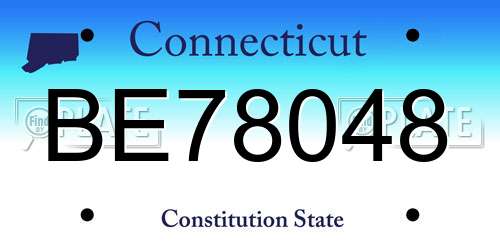 BE78048 Connecticut License Plate
