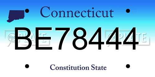 BE78444 Connecticut License Plate