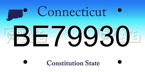 BE79930 Connecticut License Plate
