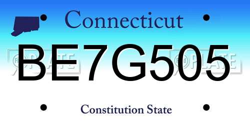 BE7G505 Connecticut License Plate
