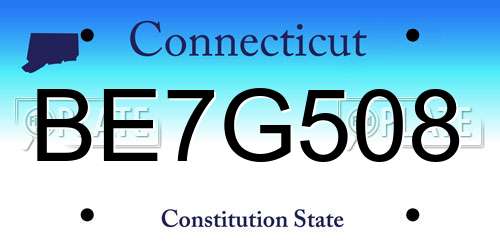 BE7G508 Connecticut License Plate