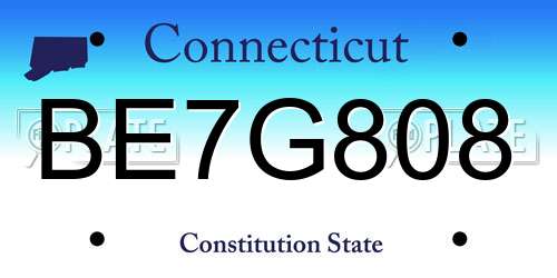 BE7G808 Connecticut License Plate