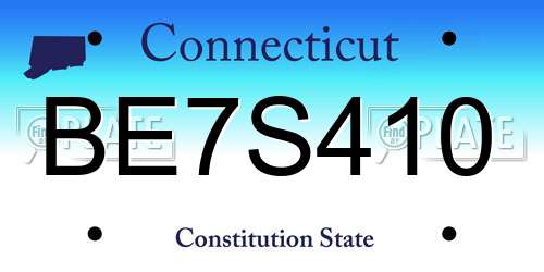 BE7S410 Connecticut License Plate