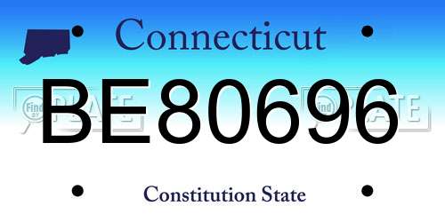 BE80696 Connecticut License Plate