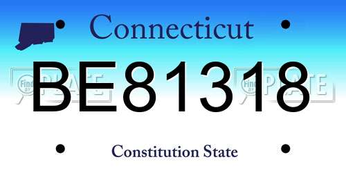 BE81318 Connecticut License Plate