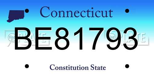 BE81793 Connecticut License Plate