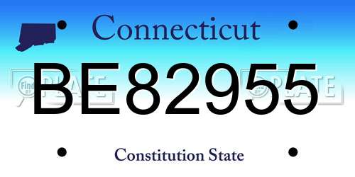 BE82955 Connecticut License Plate