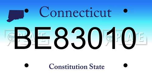 BE83010 Connecticut License Plate