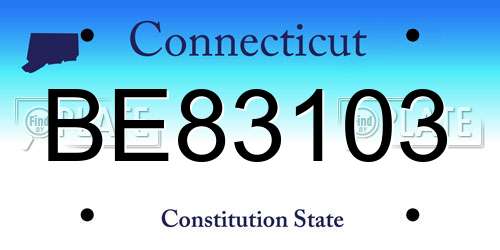 BE83103 Connecticut License Plate