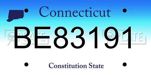 BE83191 Connecticut License Plate