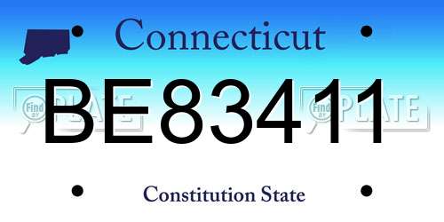 BE83411 Connecticut License Plate