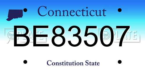 BE83507 Connecticut License Plate