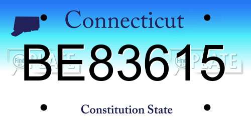 BE83615 Connecticut License Plate
