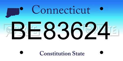 BE83624 Connecticut License Plate