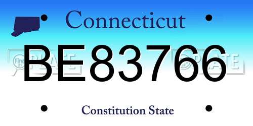 BE83766 Connecticut License Plate