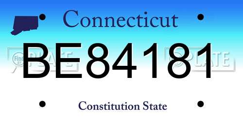 BE84181 Connecticut License Plate
