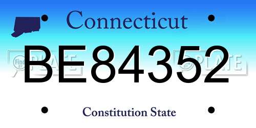 BE84352 Connecticut License Plate