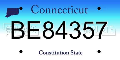 BE84357 Connecticut License Plate