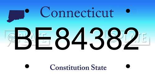 BE84382 Connecticut License Plate