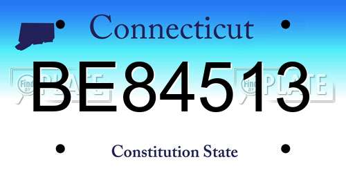 BE84513 Connecticut License Plate