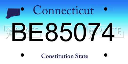 BE85074 Connecticut License Plate