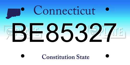 BE85327 Connecticut License Plate