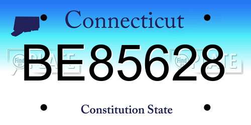 BE85628 Connecticut License Plate