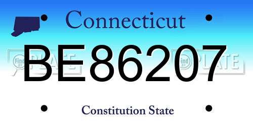 BE86207 Connecticut License Plate