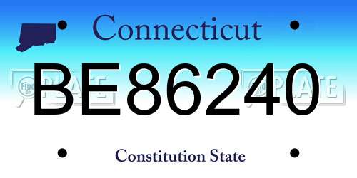 BE86240 Connecticut License Plate