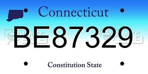 BE87329 Connecticut License Plate