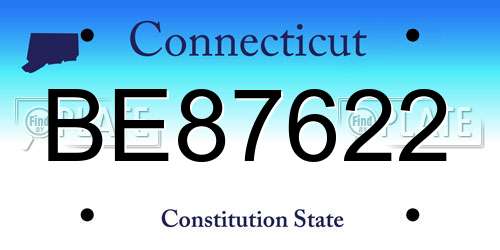 BE87622 Connecticut License Plate