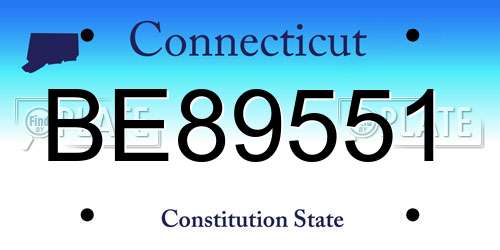 BE89551 Connecticut License Plate