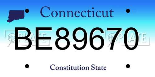 BE89670 Connecticut License Plate
