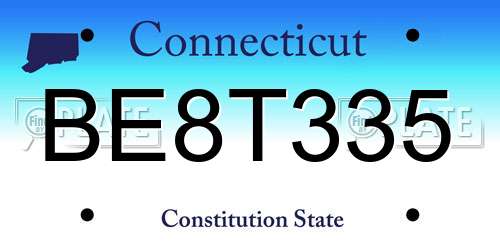 BE8T335 Connecticut License Plate
