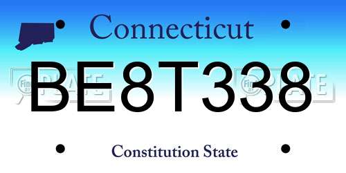 BE8T338 Connecticut License Plate